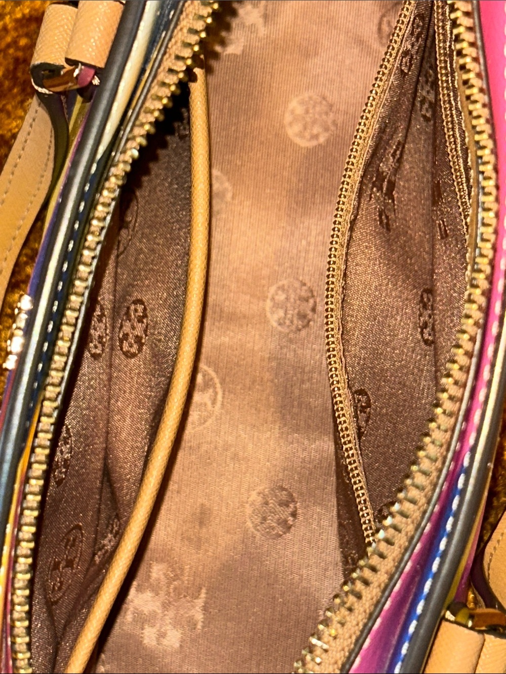 Tory Burch Pink, Red, Blue & White Colorblock Crossbody Satchel - Picture 8 of 12